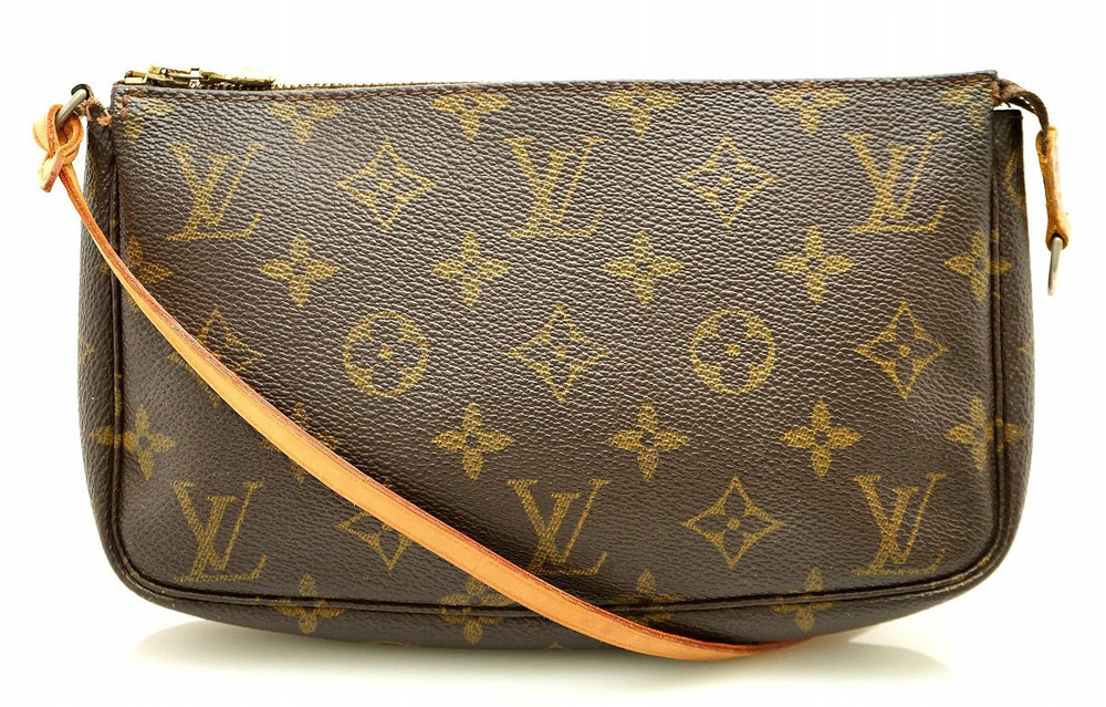 Louis Vuitton Monogram Pochette Accessoires Pouch Handbag Canvas Brown